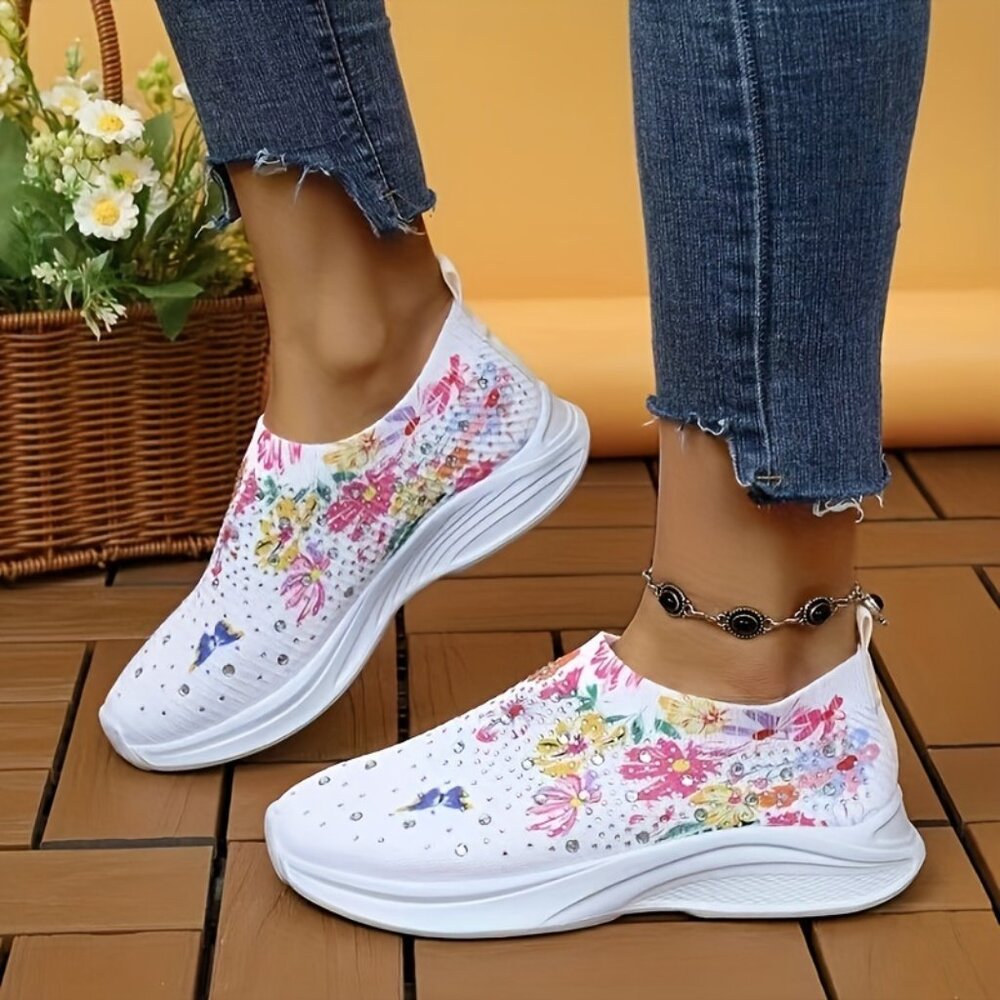 Crystal Sock Sneakers for Women: Breathable, Lightweight Walking Shoes SZ 9